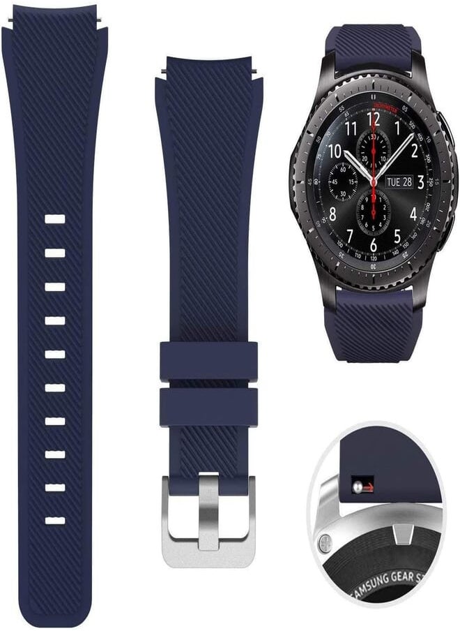 SAPU - SAPU Bands for Samsung Gear S3 Frontier/Classic Watch Silicone Bracelet, Sports Silicone Band Strap Replacement Wristband for Samsung Gear S3 Frontier/S3 Classics Dark Blue - Image 1