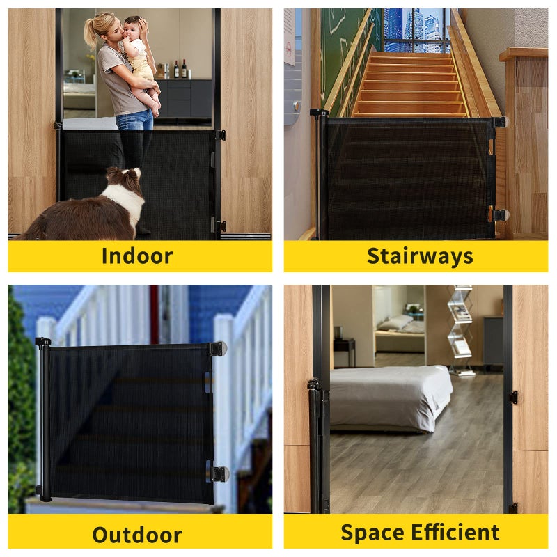 DEAR LOV Retractable Baby Gate for Stairs â€“ 33â€ Height, Expands up to 55â€ Width â€“ Safety Gate for Infants, Toddlers, Dogs & Pets â€“ Easy Install, Secure Closure, Black Mesh Design for Indoor & Outdoor Use - Image 5