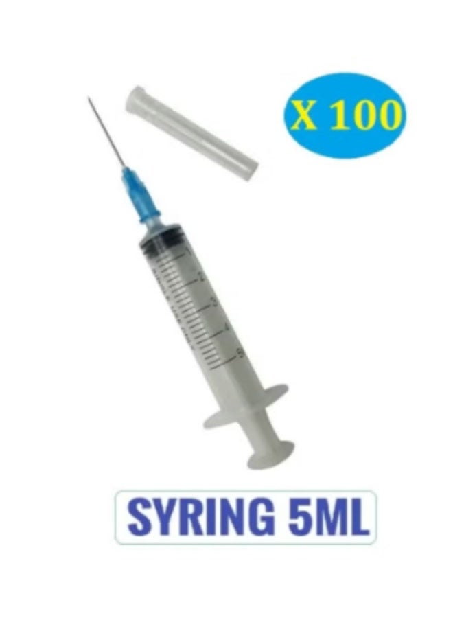 Pack of 100 Medical Disposable Syringes 5ml with Needle – Sterile Luer Lock Syringes for Safe Injection & Medical Use