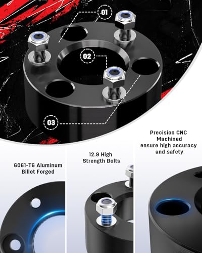 Richeer 3" Front and 2" Rear Leveling Lift Kits for 2009-2025 Ram 1500 4X4 4WD/AWD,2020-2025 Ram 1500 2WD/RWD, 3 Inch Front Strut Spacers and 2 Inch Rear Lift Spacer for 2009-2025 Ram 1500 Lift Kits - Image 5