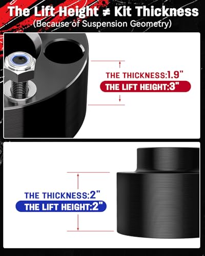 Richeer 3" Front and 2" Rear Leveling Lift Kits for 2009-2025 Ram 1500 4X4 4WD/AWD,2020-2025 Ram 1500 2WD/RWD, 3 Inch Front Strut Spacers and 2 Inch Rear Lift Spacer for 2009-2025 Ram 1500 Lift Kits - Image 3