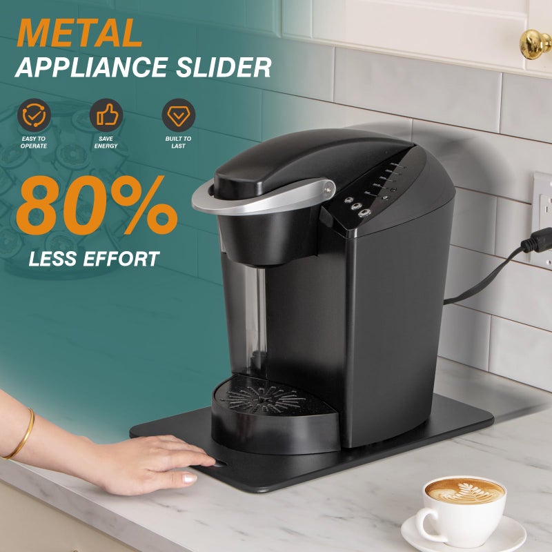 ANBOXIT Metal Appliance Slider, Sliding Tray for Coffee Maker,360Â° Effortless Movement,Small Appliance Rolling Tray for Counter, Coffee Pot Slider, Deep - Medium (14.5"D x 9.5"W) - Image 2