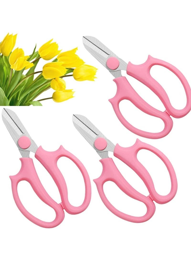 GIFT 3 Pack Professional Garden Scissors, for Plant Trimming and Fruit Picking, Pink - Image 1
