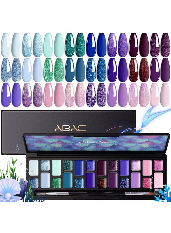 ايه بي ايه سي مجموعة طلاء أظافر جل اللؤلؤ، 24 لونًا، أزرق فيروزي لامع، جل طلاء صلب وردي أرجواني حورية البحر، لوحة مانيكير جل بودنغ مطورة مع فرشاة احترافية، هدية للنساء - Image 1