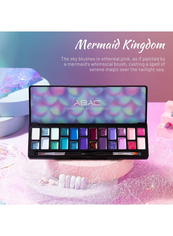 ايه بي ايه سي مجموعة طلاء أظافر جل اللؤلؤ، 24 لونًا، أزرق فيروزي لامع، جل طلاء صلب وردي أرجواني حورية البحر، لوحة مانيكير جل بودنغ مطورة مع فرشاة احترافية، هدية للنساء - Image 2