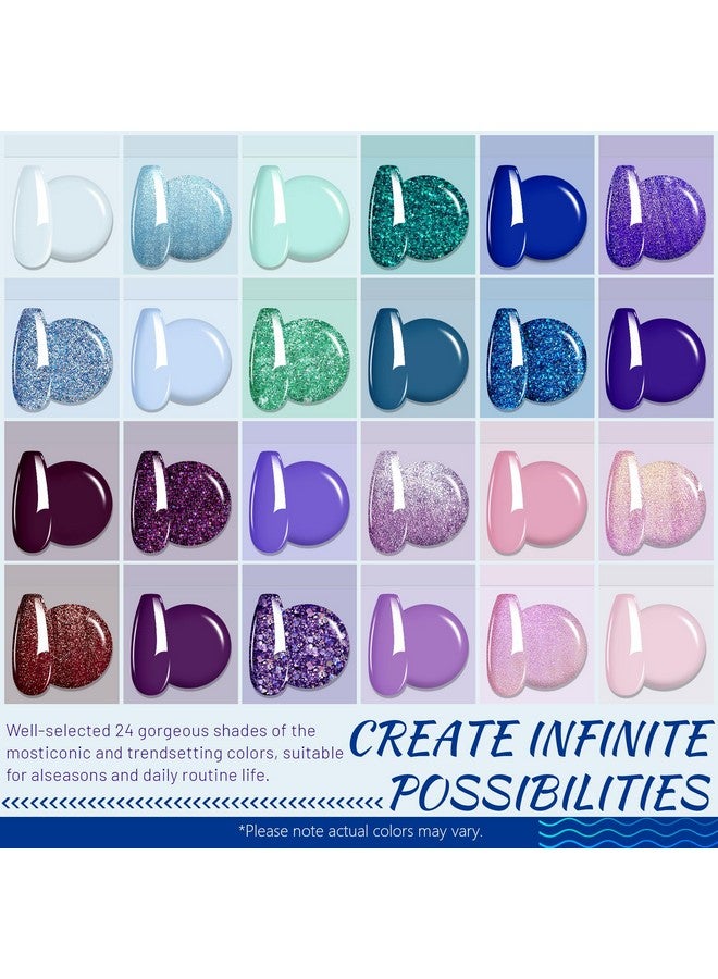 ايه بي ايه سي مجموعة طلاء أظافر جل اللؤلؤ، 24 لونًا، أزرق فيروزي لامع، جل طلاء صلب وردي أرجواني حورية البحر، لوحة مانيكير جل بودنغ مطورة مع فرشاة احترافية، هدية للنساء - Image 3