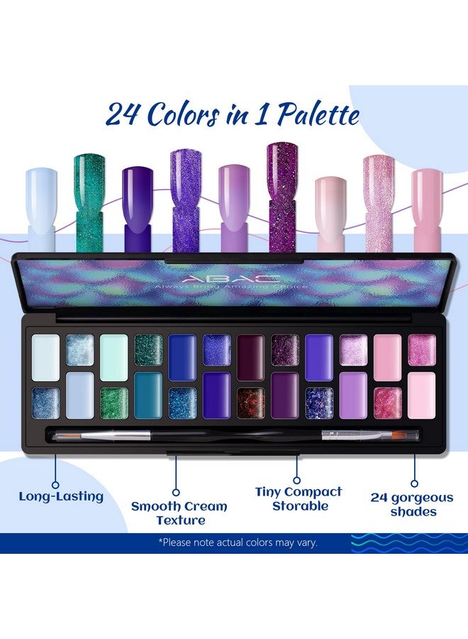 ايه بي ايه سي مجموعة طلاء أظافر جل اللؤلؤ، 24 لونًا، أزرق فيروزي لامع، جل طلاء صلب وردي أرجواني حورية البحر، لوحة مانيكير جل بودنغ مطورة مع فرشاة احترافية، هدية للنساء - Image 5