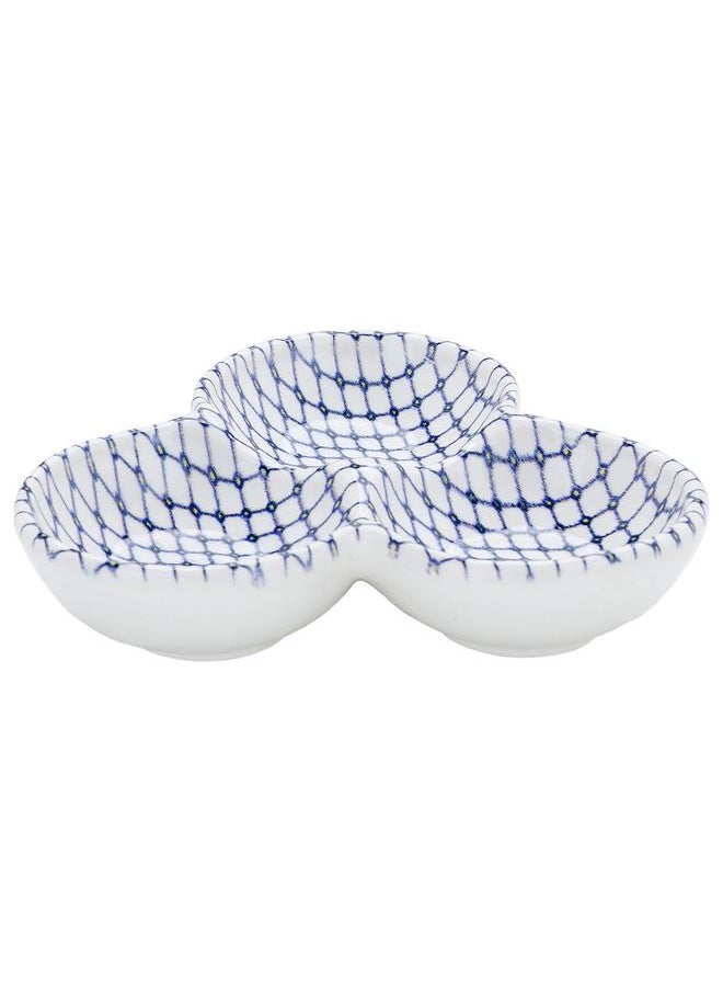 Alsaif Porcelain Serving Plate Divided Into 3 Boxes Blue  - Image 1