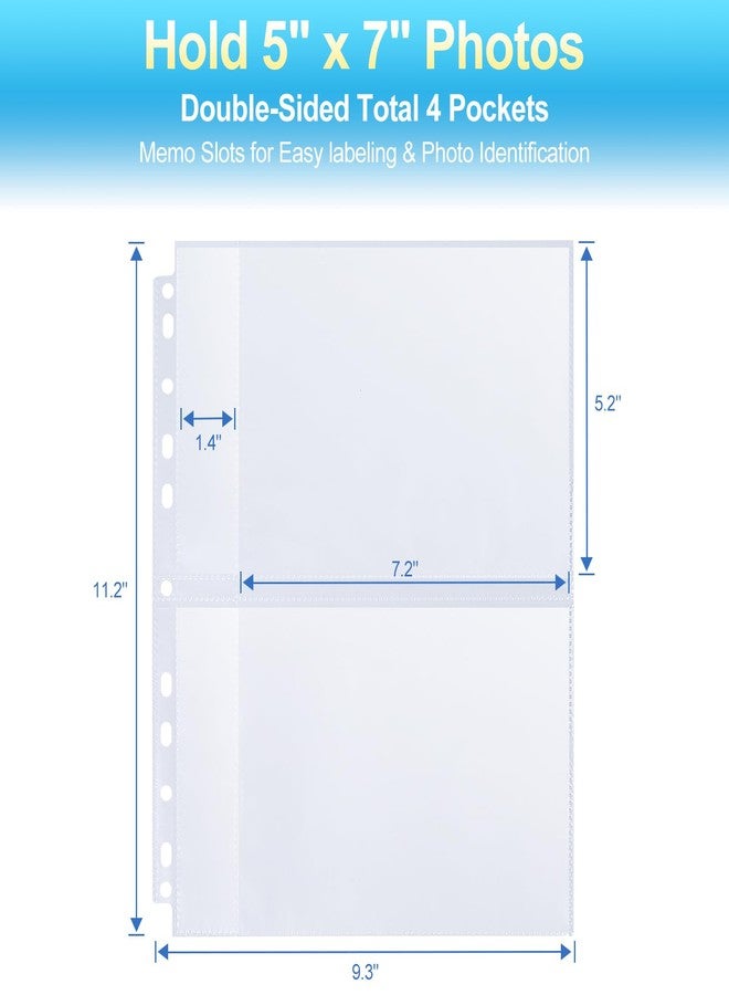 Zofly 30 Pack 5x7 Photo Album Refill Pages for 3 Ring Binder,Ultra-Clear Photo Sleeves Holding 120 Pictures, Double-Sided 2 Pockets Photo Pages, Photo Sheet Protector for Photos and Postcards - Image 2