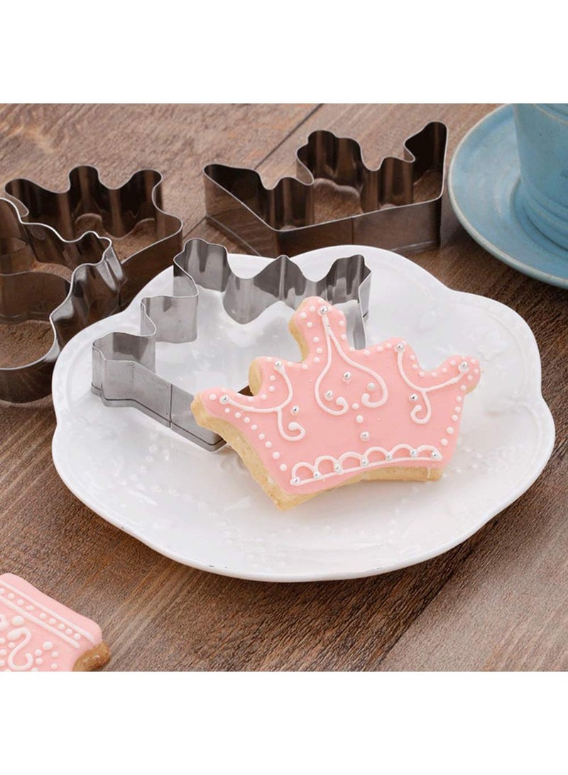 Sweet seven قواطع بسكويت على شكل تاج من الفولاذ المقاوم للصدأ - مجموعة من 4 | مثالية لخبز المعجنات الملكية، الملكة، الأمير، والأميرة، والسندويشات، والبسكويت - Image 2