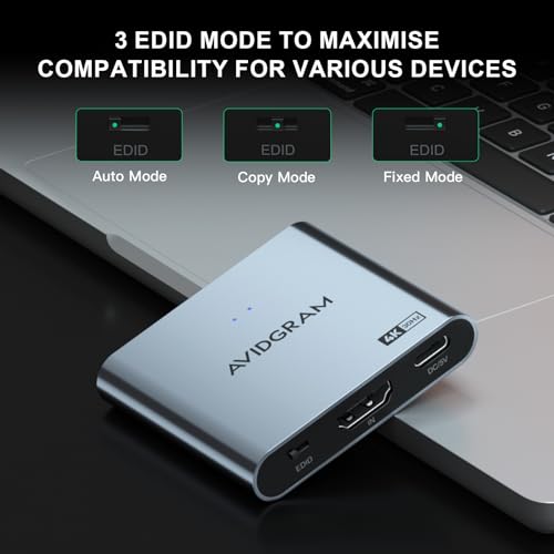 AVIDGRAM HDMI Splitter 1 in 2 Out 4K, AVIDGRAM HDMI 2 Port Splitter with Auto, Copy, and Fixed Mode for Dual Identical Display Support 4K 30Hz 3D, Compatible with Xbox, PS4 Pro, PS5 - Image 4