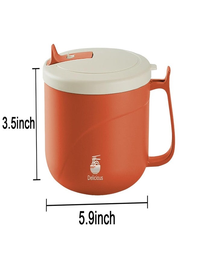 Ronanemon Microwave Ramen Bowl with Handles,304 Stainless Steel Liner Bowl, Microwavable Soup Mug with Lid Large Soup Cups for Ramen Noodle Cereal,42 oz (Orange) - Image 3
