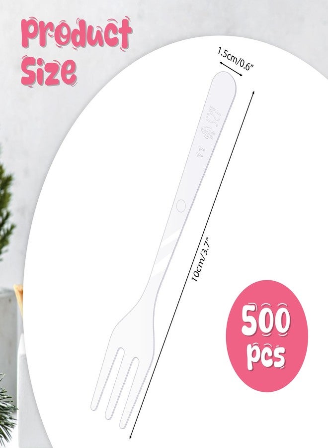 EupHHonycs 500 Pcs Plastic Disposable Forks Clear Small Dessert Forks 3.94 x 0.59 Inch Tiny Plastic Appetizer Forks Mini Cocktail Forks Tasting Forks for Fruit Dessert Cakes Party Serving Supplies - Image 5