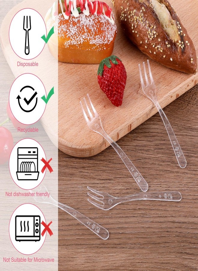 EupHHonycs 500 Pcs Plastic Disposable Forks Clear Small Dessert Forks 3.94 x 0.59 Inch Tiny Plastic Appetizer Forks Mini Cocktail Forks Tasting Forks for Fruit Dessert Cakes Party Serving Supplies - Image 2