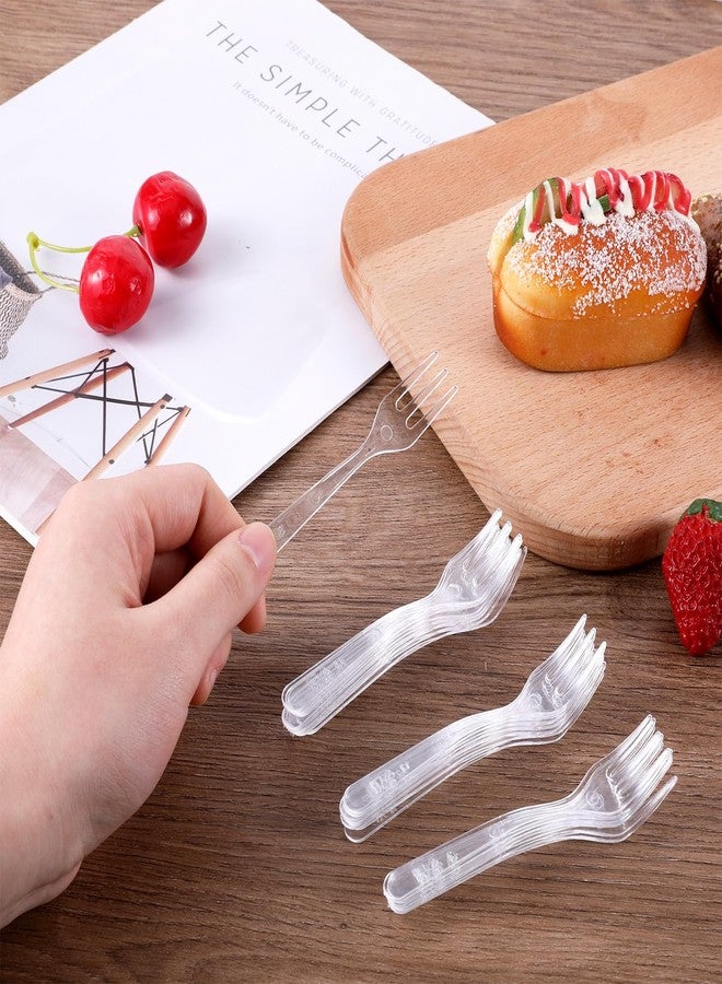EupHHonycs 500 Pcs Plastic Disposable Forks Clear Small Dessert Forks 3.94 x 0.59 Inch Tiny Plastic Appetizer Forks Mini Cocktail Forks Tasting Forks for Fruit Dessert Cakes Party Serving Supplies - Image 3