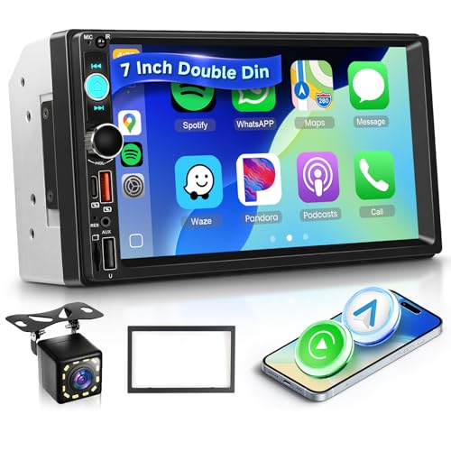 Sellrich Double Din Car Stereo with Wireless CarPlay/Android Auto, 7 Inch IPS Touch Screen Radio, Bluetooth 5.2, FM Radio,Double Din Head Unit with Online Video EQ USB/Type-C/TF Card/Aux Ports Backup Camera - Image 1