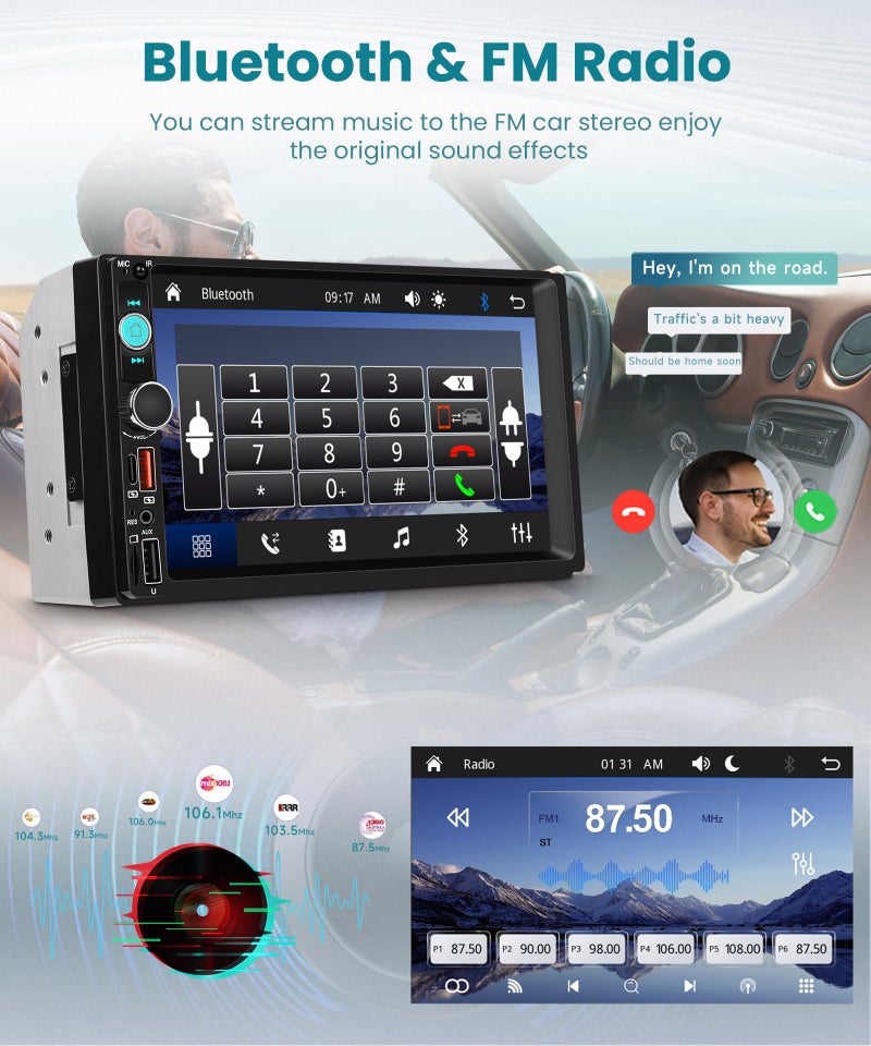 Sellrich Double Din Car Stereo with Wireless CarPlay/Android Auto, 7 Inch IPS Touch Screen Radio, Bluetooth 5.2, FM Radio,Double Din Head Unit with Online Video EQ USB/Type-C/TF Card/Aux Ports Backup Camera - Image 4