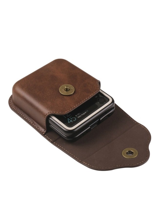 Generic - Suitable For Folding Machine Z Flip3 4 5/P50 Pocket/Razr 5G Shaping Mobile Phone Waist Bag Leather Case-Color:Black-Applicable Model:For SamsungZ Flip5/4/3/For HuaweiP50 Pocket/MOTO Razr 5g - Image 1