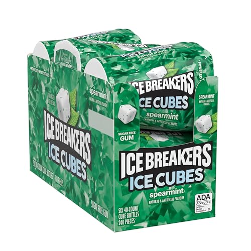 ICE BREAKERS Ice Cubes Spearmint Flavored Sugar Free Chewing Gum Bottles 324 oz 6 Count 40 Pieces - Image 5