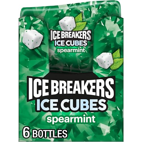 ICE BREAKERS Ice Cubes Spearmint Flavored Sugar Free Chewing Gum Bottles 324 oz 6 Count 40 Pieces - Image 1