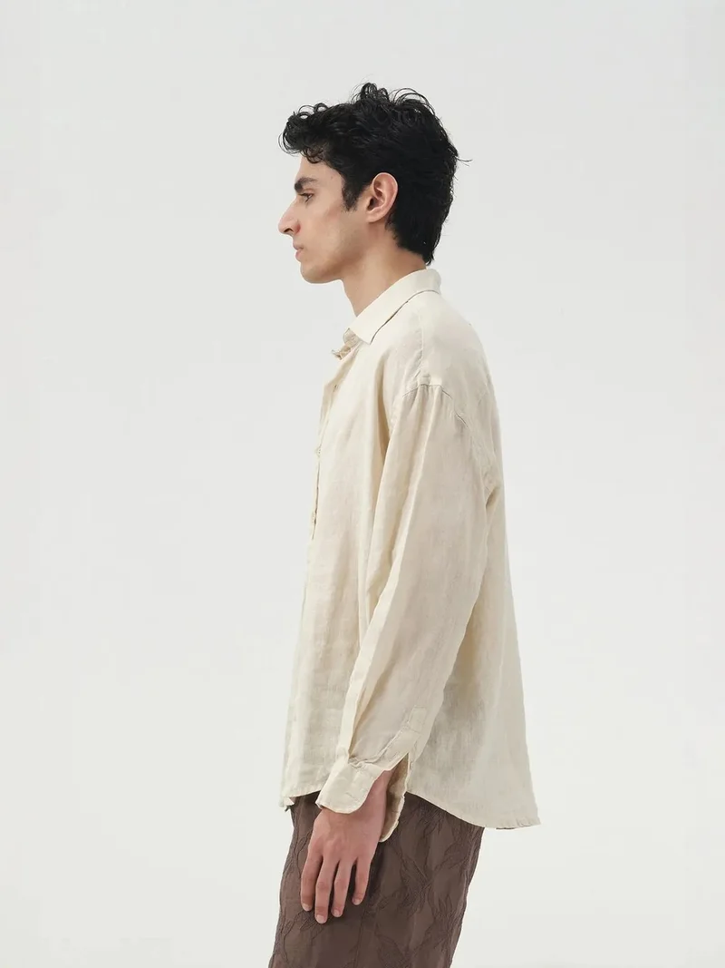 جيستو GIESTO Oversized Buttoned Linen Shirt