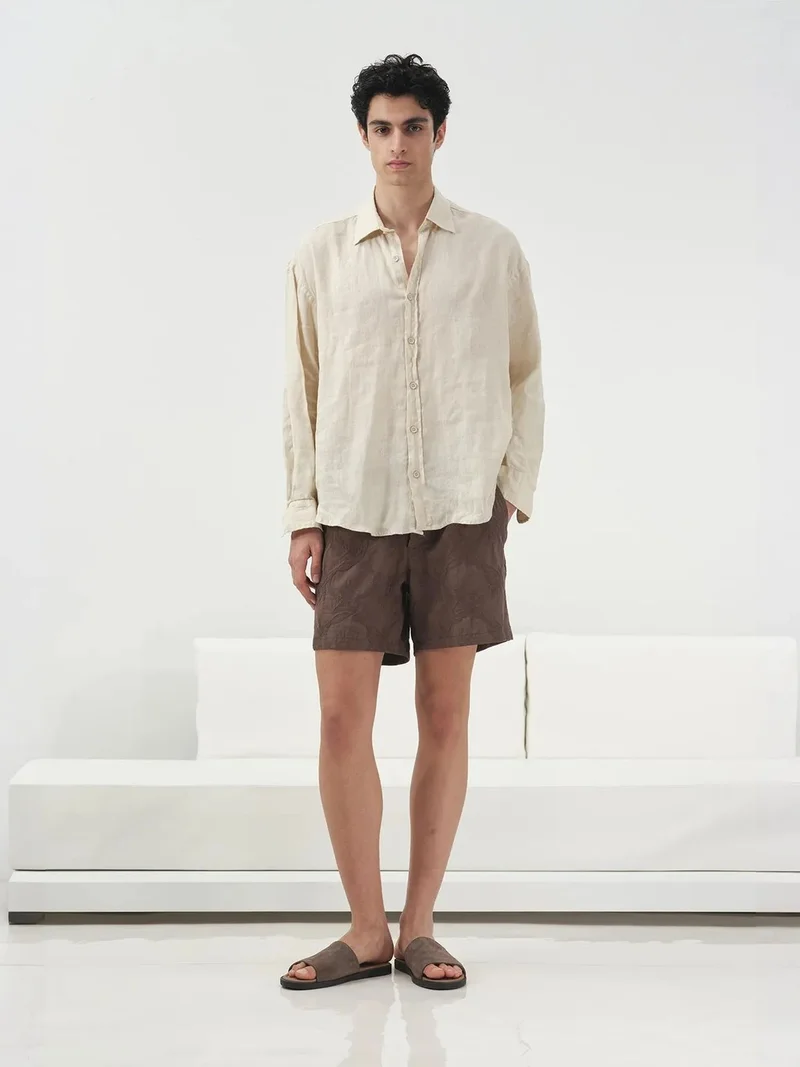 جيستو GIESTO Oversized Buttoned Linen Shirt