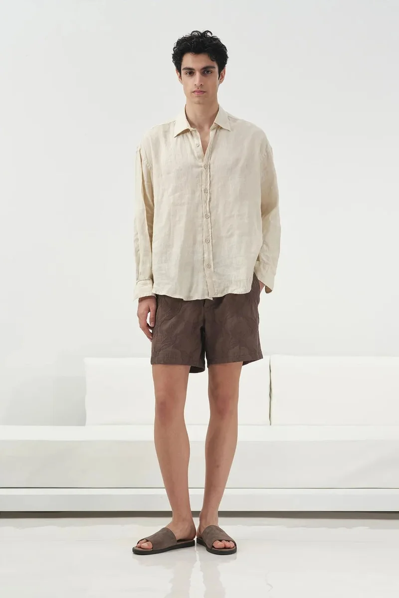جيستو GIESTO Oversized Buttoned Linen Shirt