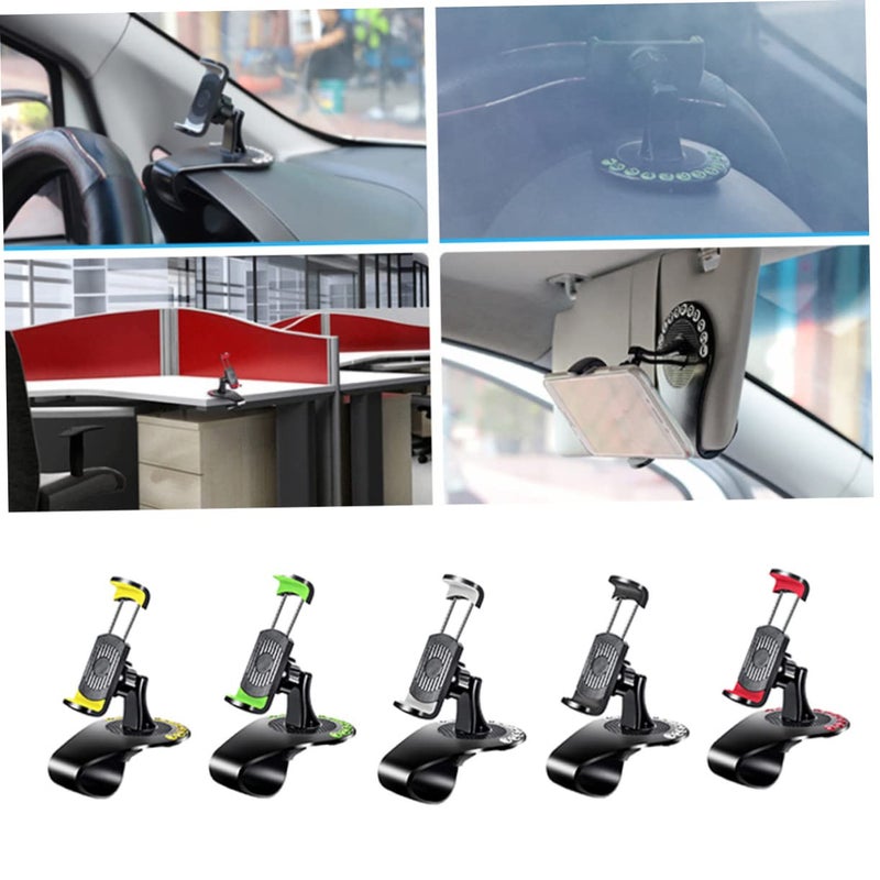 360 Rotatable Car Phone Holder Dashboard Mount with Digital Stickers Black - Image 4