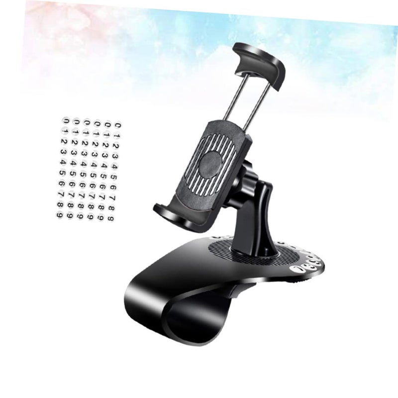 360 Rotatable Car Phone Holder Dashboard Mount with Digital Stickers Black - Image 3