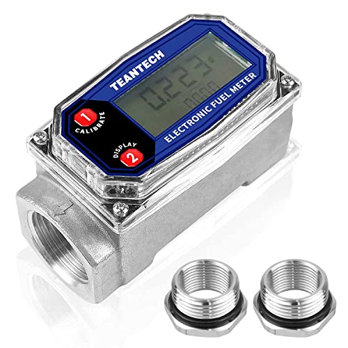 TEANTECH Turbine Flow Meter 3/4" inch Digital LCD Display with NPT Counter Oil Flowmeter Kerosene Diesel Fuel Flow for Measure Diesel Kerosene Gasoline - Image 1