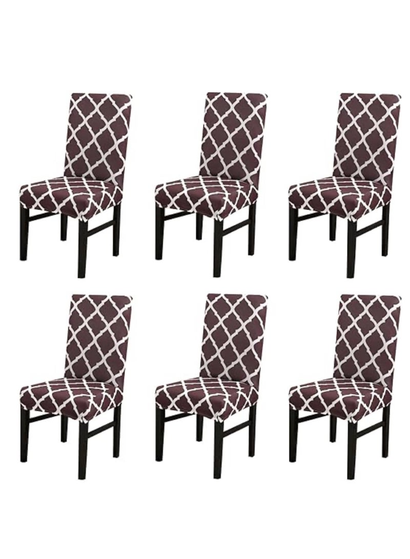 6 PCS Chair Cover Stretch Dining Chair Covers Removable Washable Home Chair Hotel Restaurant Chair Cover Four Seasons Universal Chair Cover for Dining Room, Banquet，Hotel(Coffee) - Image 1