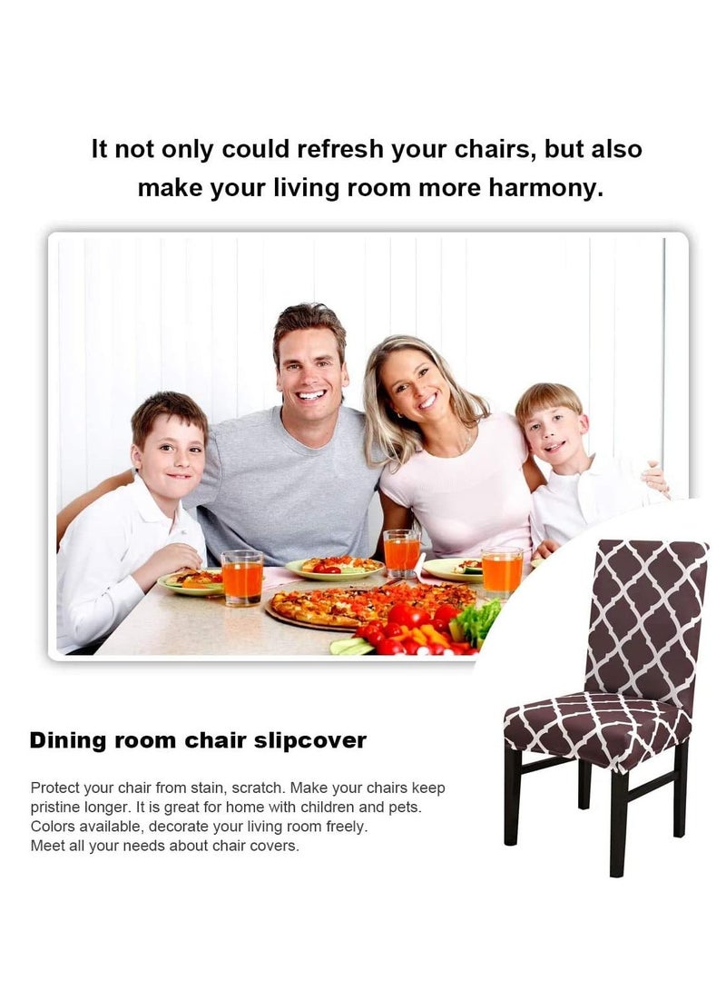 6 PCS Chair Cover Stretch Dining Chair Covers Removable Washable Home Chair Hotel Restaurant Chair Cover Four Seasons Universal Chair Cover for Dining Room, Banquet，Hotel(Coffee) - Image 4