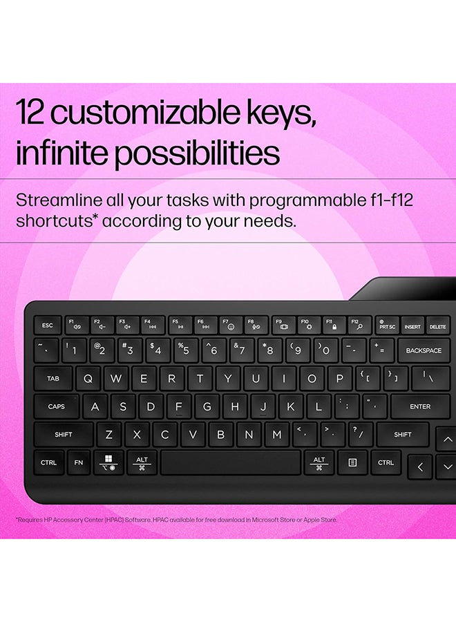 HP 460 Multi-Device Bluetooth Keyboard,Multi-OS,Slim Design(Full numpad),Upto 12 programmable Shortcut Keys, 2 AAA Batteries for 24 Months of Productivity,AES encrypted,3 Year Warranty(7N7B8AA) Black - Image 5