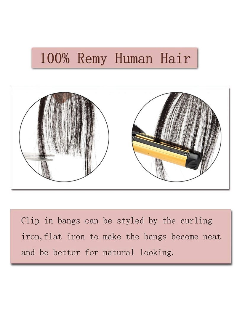 Estelle Clip in Bangs 100% Real Human Hair Front Neat Air Fringe One Piece Clip in Fringe Hair Extensions with Temples for Women (Natural Black) - Image 3