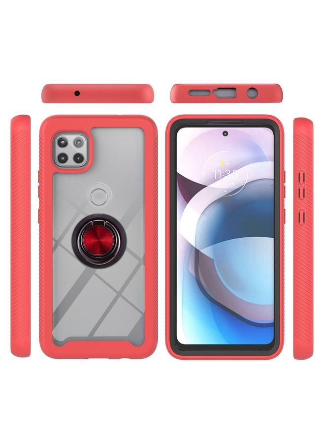 S-TOP Case For Motorola One 5G Ace Starry Sky Solid Color Series Shockproof PC + TPU Protective Case with Ring Holder & Magnetic Function - Image 2
