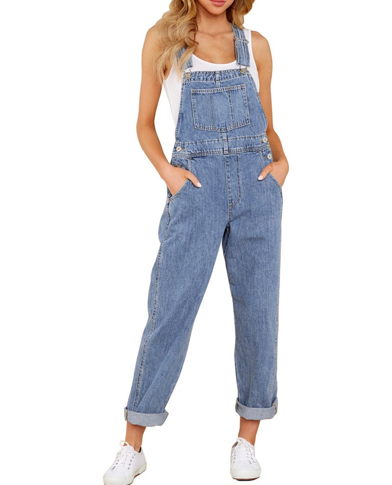 Luvamia Overalls for Women - Blue Mist Size 12 - 14, Small - Loose Fit Denim Jumpsuit with Tapered Legs - Image 1