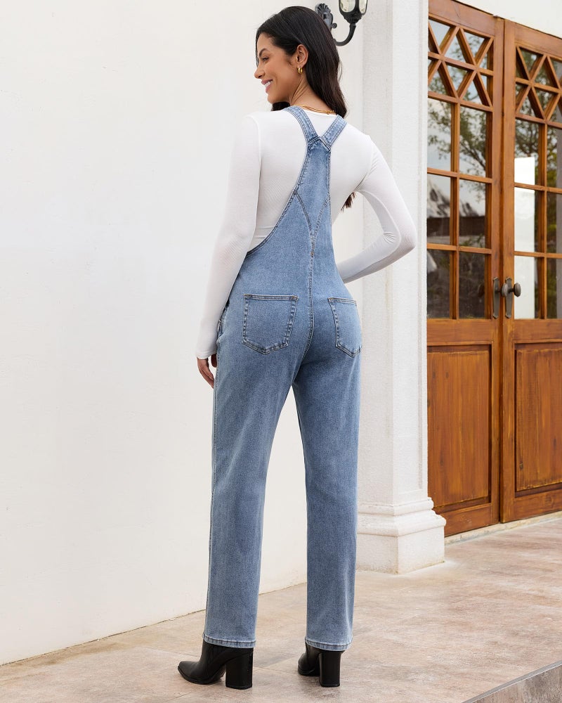 Luvamia Overalls for Women - Blue Mist Size 12 - 14, Small - Loose Fit Denim Jumpsuit with Tapered Legs - Image 4