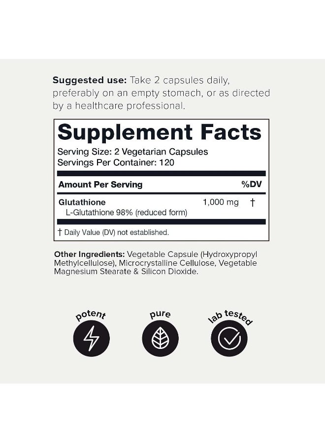 Toniiq Ultra High Strength Glutathione Capsules - 1000Mg Concentrated Formula - 98%+ Highly Purified And Bioavailable - Non-Gmo Fermentation - 240 Capsules Reduced Glutathione Supplement - Image 2