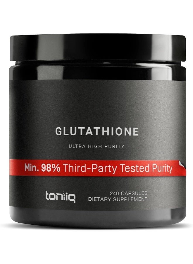 Toniiq Ultra High Strength Glutathione Capsules - 1000Mg Concentrated Formula - 98%+ Highly Purified And Bioavailable - Non-Gmo Fermentation - 240 Capsules Reduced Glutathione Supplement - Image 1