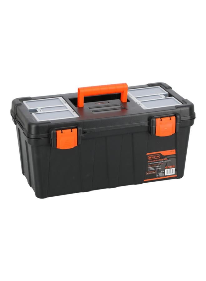 Tactix Heavy Duty Plastic Tool Box with Snap Shut Latch Black and Orange 20inch - Image 3
