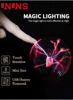 UNUNS Plasma Ball light,3 Inches Touch Activated Lightning,Magic Crystal USB Charging Table Light Prop For Parties Kids And Adults Alike  - Image 3