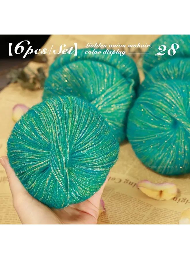 32 Color Golden Glitter Yarn 6 Pcs Set Soft Luxurious Blend For Knitting Crocheting Scarves Sweaters And Crafting Projects - Image 1