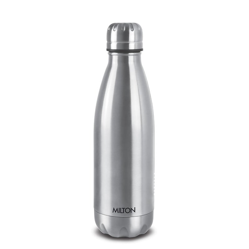 Milton Milton Duo DLX 500 Thermosteel Bottle, 500 ml Water Bottles, 24 Hours Hot and Cold, Easy to Carry, Easy Grip, Rust Proof, Tea, Coffee, Office, Travel Bottle, Silver - Image 1