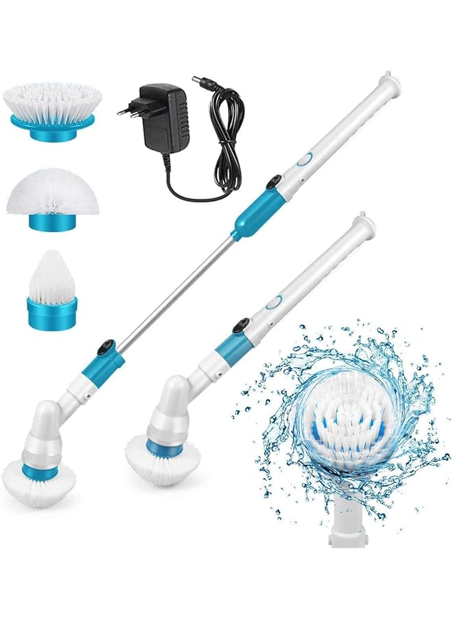 KASTWAVE Electric Spin Scrubber Adjustable Extension Handle Cordless Cleaning Brush Power Shower Scrubber With 3 Rotating Brush Heads Rechargeable Multipurpose Scrubber For Bathroom Tub Floor - Image 1