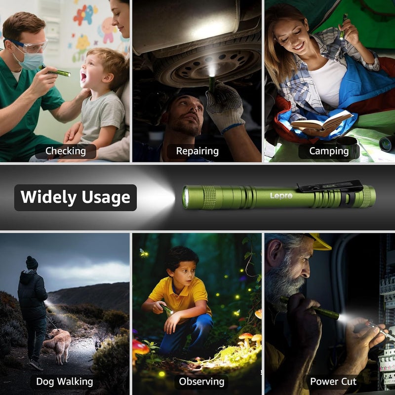 Lepro مصابيح LED القلم، خفيفة الوزن، صغيرة، مصباح جيب مقاوم للماء مع مشبك، عبوة 2 مصابيح صغيرة للتفتيش، العمل، الطوارئ - Image 5