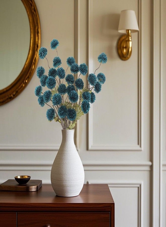 DuHouse 6pcs Artificial Flowers Faux Silk Pompon Mum,Silk Small Mini Chrysanthemum Ball with Stems for DIY Bouquets Centerpieces Vase Home Table Kitchen Decorations(Peacock Blue) - Image 4