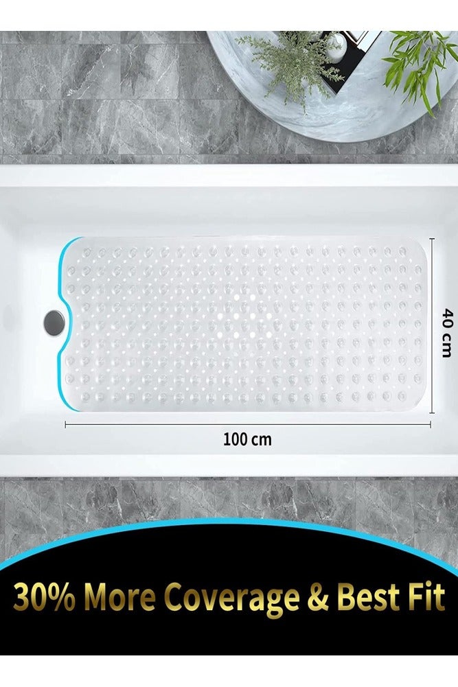 AMERTEER Non-Slip Bath Tub Mat with Suction Cups & Drain Holes – Anti-Mold Bacteria-Free Bathing Experience (40x100cm) - Image 2