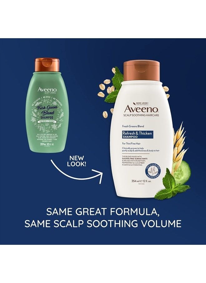 Aveeno , Fresh Greens Blend Sulfate-Free Shampoo with Rosemary, Peppermint & Cucumber to Thicken & Nourish, Clarifying & Volumizing Shampoo for Thin or Fine Hair, Paraben-Free, 12oz  - Image 2