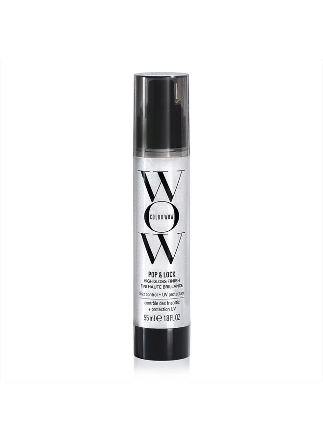 Color Wow Pop + Lock Frizz Control + Glossing Serum - مصل مضاد للتجعد مع حماية من الحرارة؛ يرطب؛ يمنع بهتان اللون؛ حماية للأشعة الفوق بنفسجية؛ ينعم ويضيء الشعر الباهت والمجفف، 1.8 أونصة سائلة - Image 1