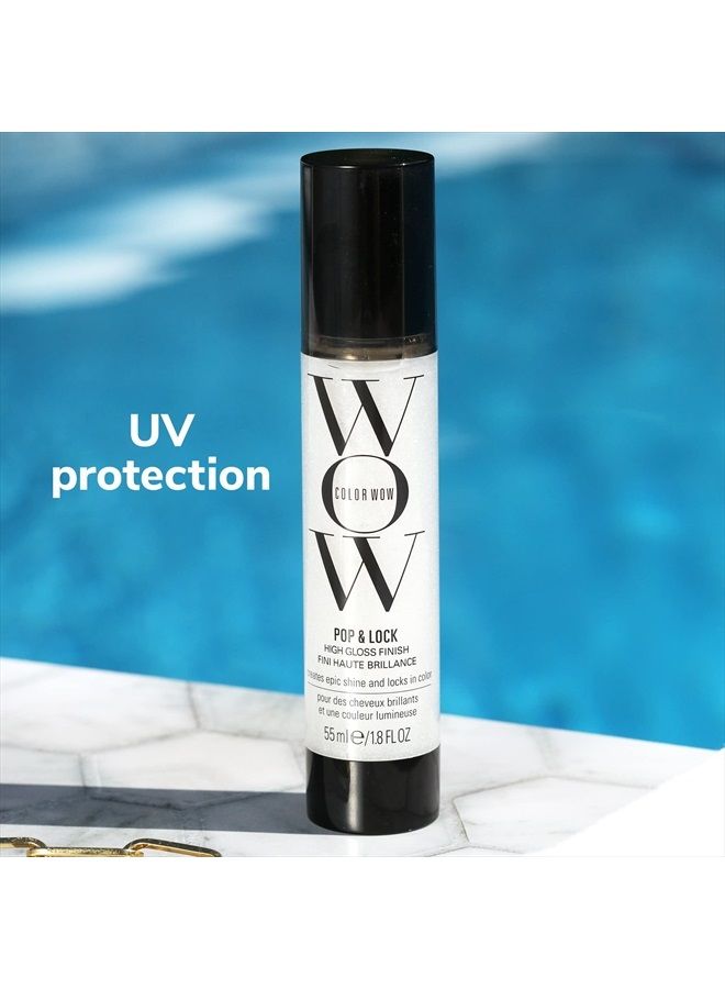 Color Wow Pop + Lock Frizz Control + Glossing Serum - مصل مضاد للتجعد مع حماية من الحرارة؛ يرطب؛ يمنع بهتان اللون؛ حماية للأشعة الفوق بنفسجية؛ ينعم ويضيء الشعر الباهت والمجفف، 1.8 أونصة سائلة - Image 4